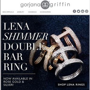 Rare Sold Out Silver Lena Shimmer Double Bar Ring